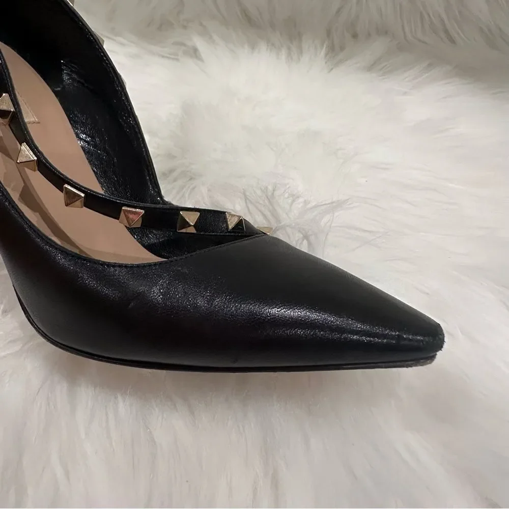 VALENTINO GARAVANI Nappa Rockstud Cross Strap d'Orsay Pumps